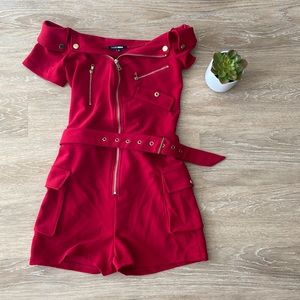 Red Romper Jumpsuit Strapless